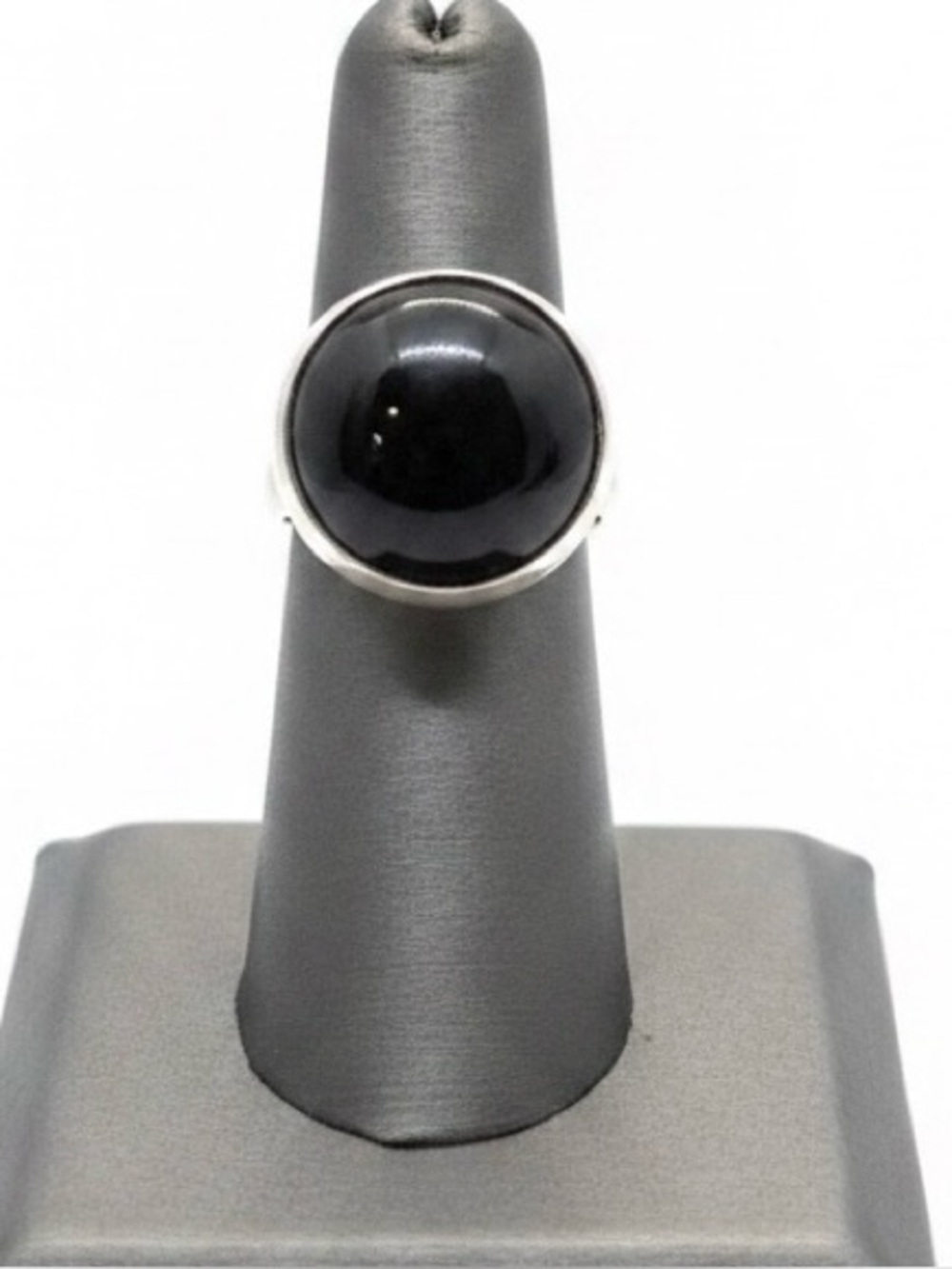 Signed Carlos Lalios -Zuni Black Onyx Cabochon 924 Sterling Ring